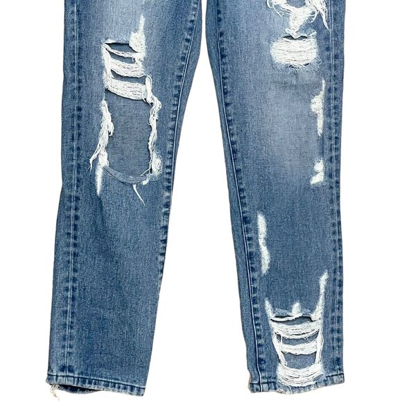 Flying Monkey Goodbye High Rise Mom Jeans Size 27 Distressed Straight Frayed Hem - Picture 5 of 11